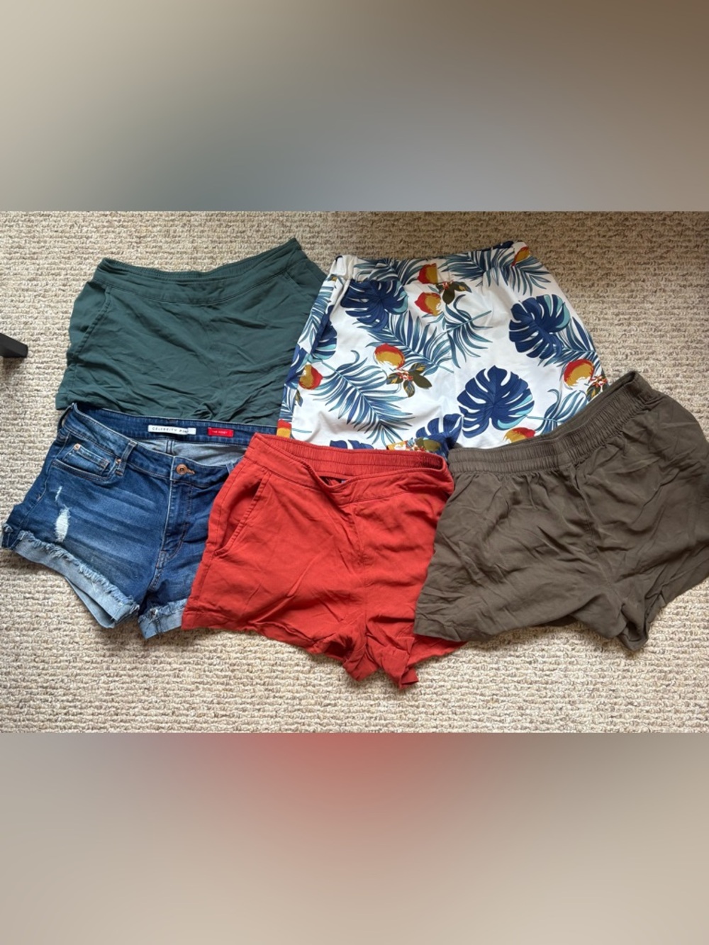 Mixed Women’s Shorts Bundle - Green, White Floral, Denim, Red, Brown